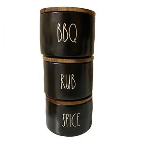 6 Piece Rae Dunn Spice, Rub, BBQ Containers w/Lids.